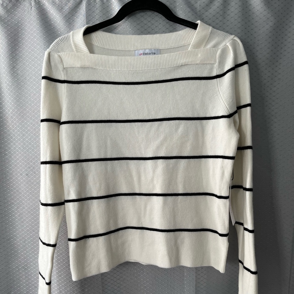Brand new with tags, Liz Claiborne, cream and black sweater. Size small